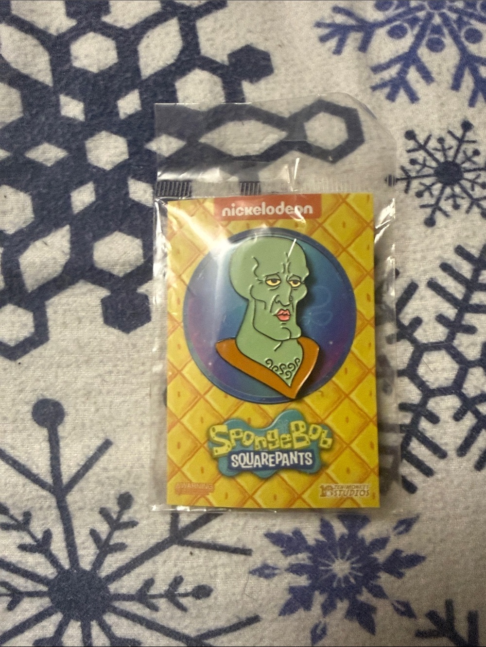 Nickelodeon Handsome Squidward Enamel Pin on Yellow Backing